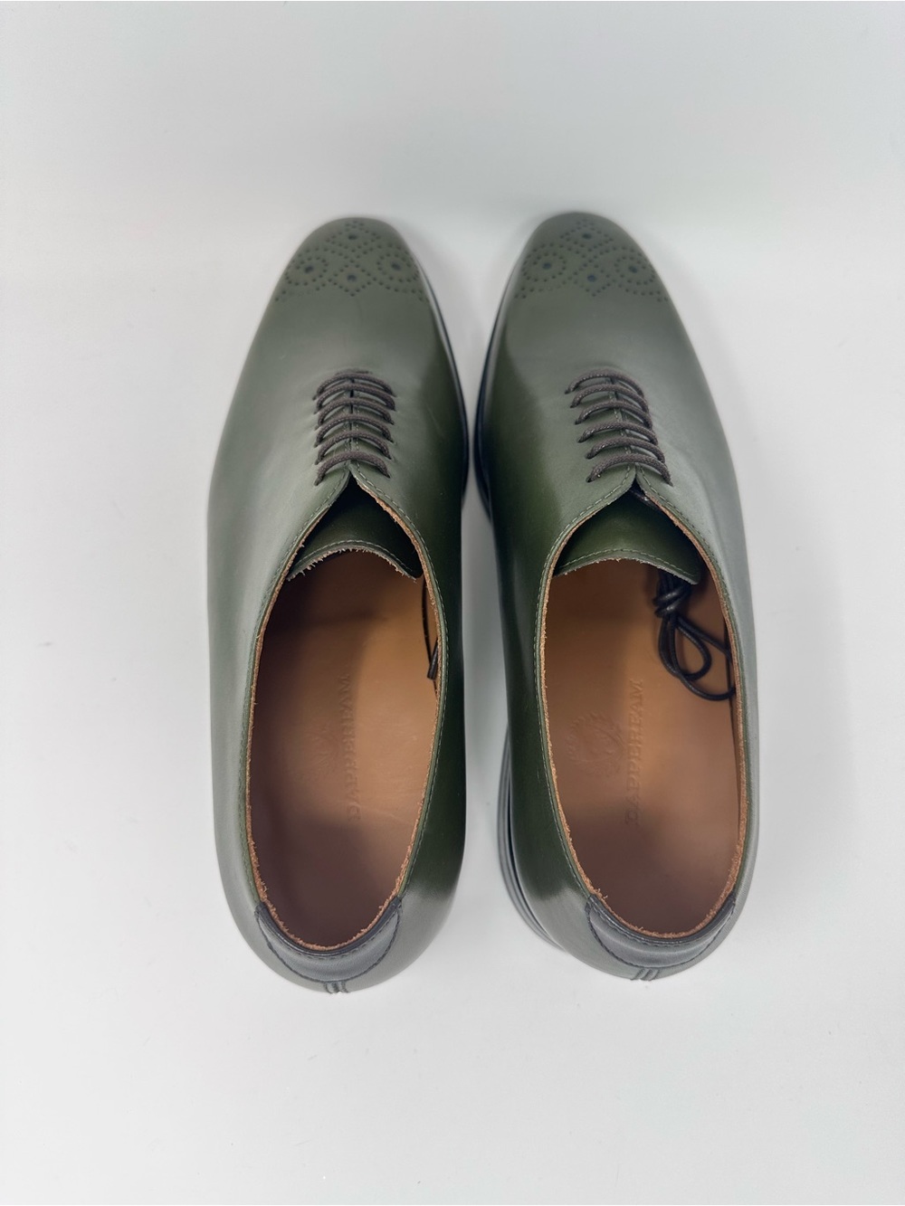 Dapperfam Men's Olive Green Leather Oxford Shoes Size 10.5 Lace up - Picture 9 of 13